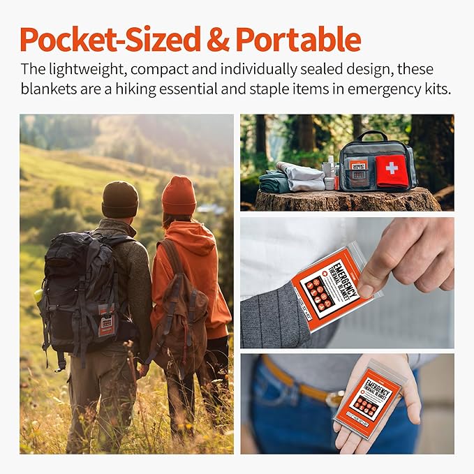 Emergency Thermal Blankets,4 Pack,Space Mylar Blanket Survival kit