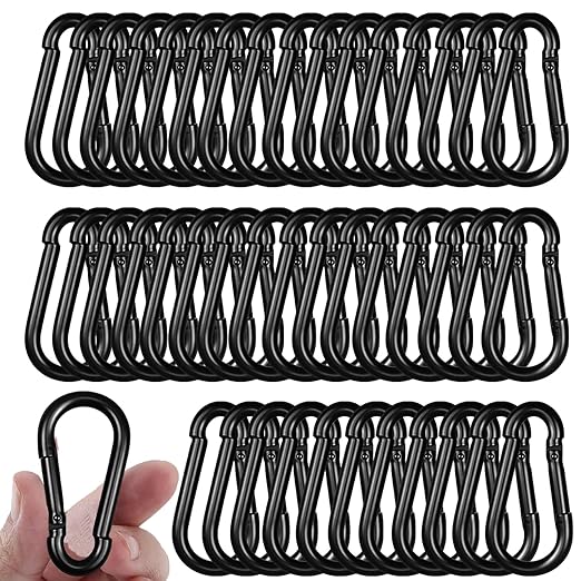 40PCS M6 Heavy Duty Carabiner Clip, 2.36Inch Snap Hook Quick Link Small Carabiner Clips,Spring Link Buckle for Fishing Camping Hammock Dog Leashes-260LBS Holding Capacity (Black)