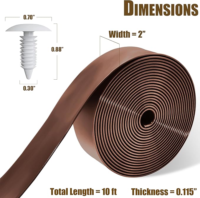 Vinyl Straps for Patio Chair Repair Kit 2'' Wide 10 Ft Long Replacement Straps + 10 Free Rivets for Outdoor Lawn Furniture Chaise Lounge Repair (Brown)