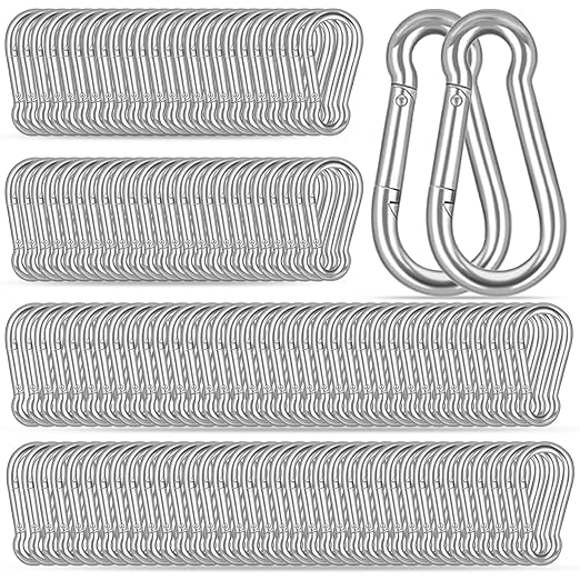120PCS M5 Heavy Duty Carabiner Clip, 2Inch Snap Hook Quick Link Small Carabiner Clips,Spring Link Buckle for Fishing Camping Hammock Dog Leashes-220LBS Holding Capacity (Silver)