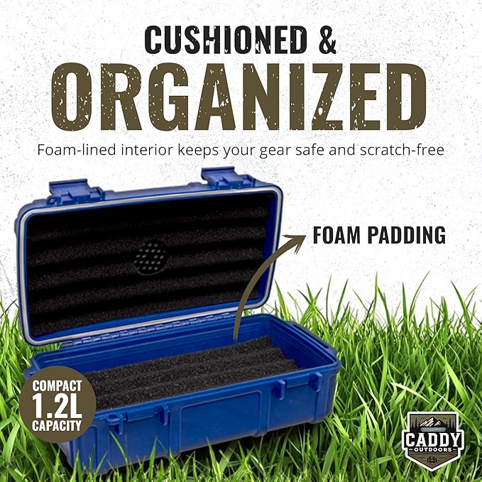 Waterproof Storage Case 1.2 L Capacity – Heavy-Duty Gear Box with Foam, Carabiner & Lanyard – Crushproof, Airtight Outdoor Container for Camping, Hiking, Fishing