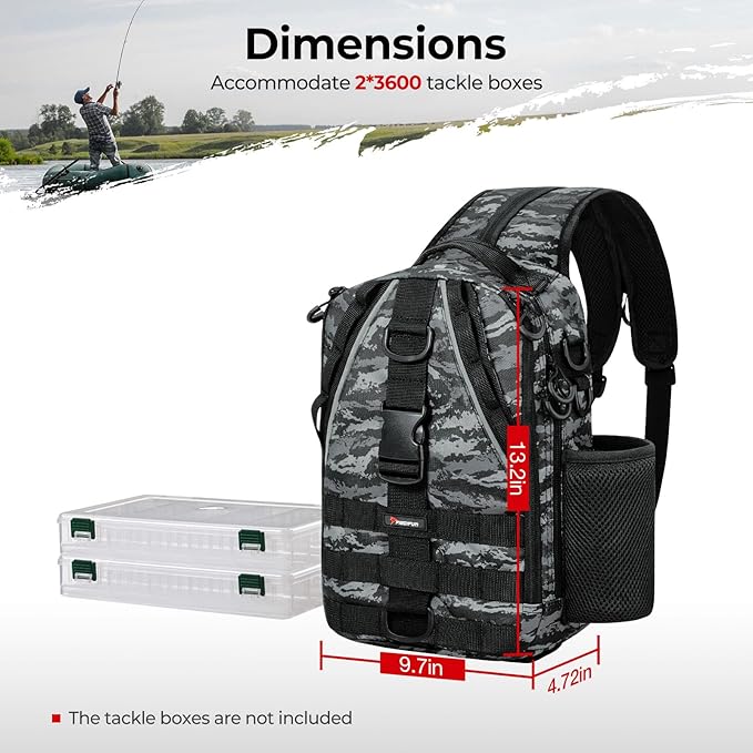 Piscifun Fishing Backpack with Rod Holder, Lightweight Sling Bag Storge Gear and Equipment