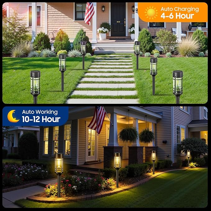 LETMY 12 Pack Solar Pathway Lights Outdoor, Solar Lights Outdoor Waterproof IP65, Bright Solar Garden Lights Outdoor, Auto On/Off Outdoor Solar Lights for Yard Walkway Driveway Landscape Garden Decor