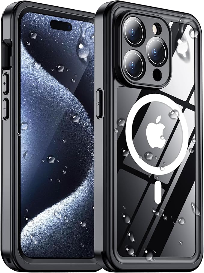 2024 New Designed for iPhone 15 Pro Case Waterproof, [Compatible with MagSafe][Built-in Camera & Screen Protector][Full Body Shockproof][IP68 Waterproof][Dustproof] Phone Case for iPhone 15 Pro 6.1"