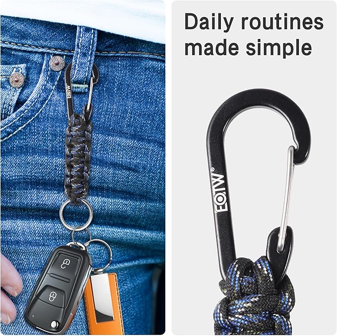 EOTW Paracord Keychain for Men Women Paracord Carabiner Backpack Keychain with Aluminum Clip for Camping Hiking Outdoor Gear