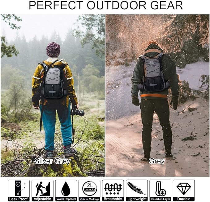 Mothybot Hydration Pack, Insulated Hydration Backpack with 2L BPA Free Water Bladder and Storage, Hiking Backpack for Men, Women, Kids for Running, Cycling, Camping - Keep Liquid Cool up to 5 Hours