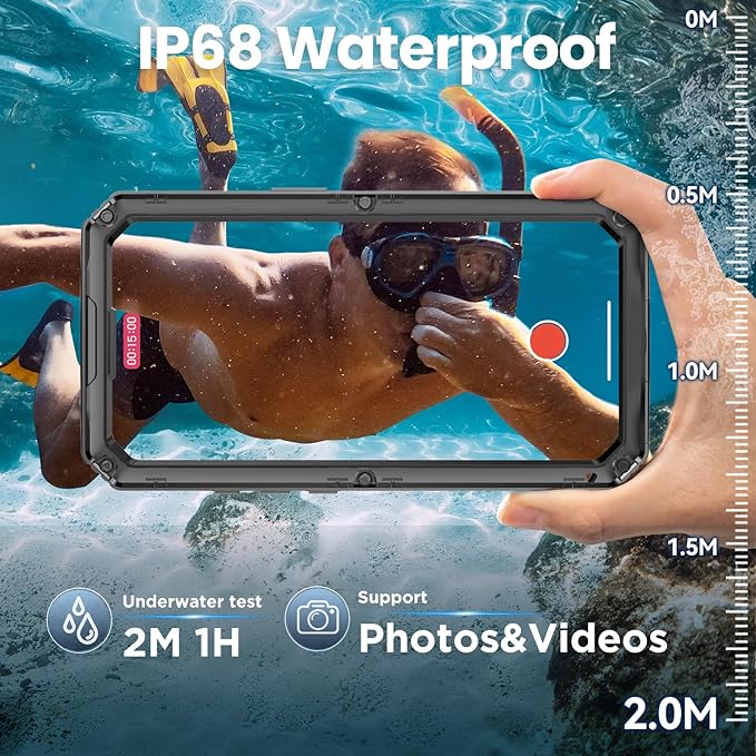 Mitywah for iPhone 17 Pro Max Waterproof Case, Military Metal Case with Built-in Screen Protector, Heavy Duty Full Body Shockproof Rugged Cover 6.9 inch, Black