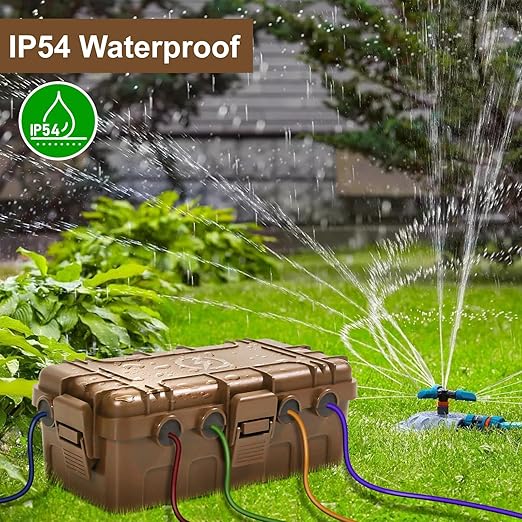 Medium Outdoor Electrical Box (11.6x5.2x4.1 inch), IP54 Waterproof Extension Cord Cover w/ 6 Cable Entry, Weatherproof Connection Box for Power Strip, Plug, Timer, Holiday Lights, Brown