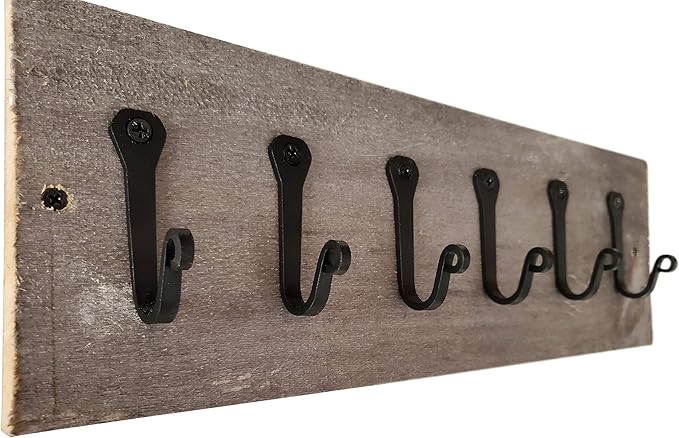 Heavy Duty Cast Iron Wall Hooks – Multi-Purpose hangers for Cast Iron Pots & Pans, Mugs, Towels, Coats, Hats, fireplace, Entryway & More – Rustic Farmhouse Craftsman Décor – Matte Black (6 Pack)