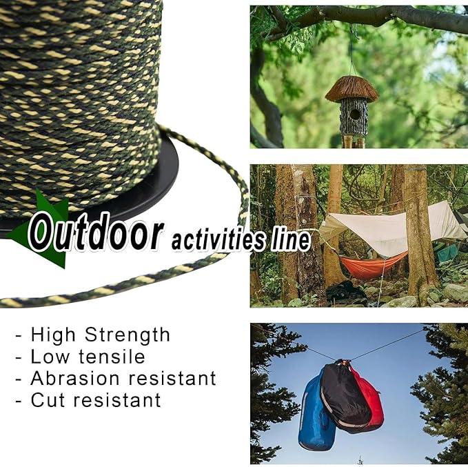 9KM DWLIFE Kevlar Cord – Camo Kevlar Line Ultra-Strong, Lightweight & Abrasion-Proof Survival Rope for Camping, Tactical Gear, Trip Wire 100-1000lb