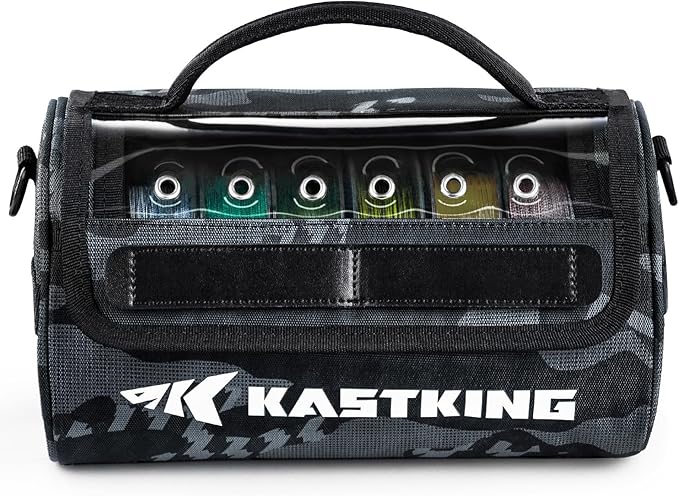 KastKing BaitSpace Line Management Bag, Fishing Line Storage Bag with Water Resistant Nylon, Clear View Window, Removable Divider, Tangle-free Leader Line Holder