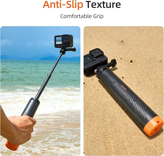 TELESIN 4 in 1 Selfie Stick Floating Hand Grip Tripod Waterproof Extendable Selfie Monopod for GoPro Hero 13, 12, 11, 10, 9, 8, DJI OSMO Action 6 5 Pro 4 3、Insta360 Ace Pro 2 and Most Action Camera