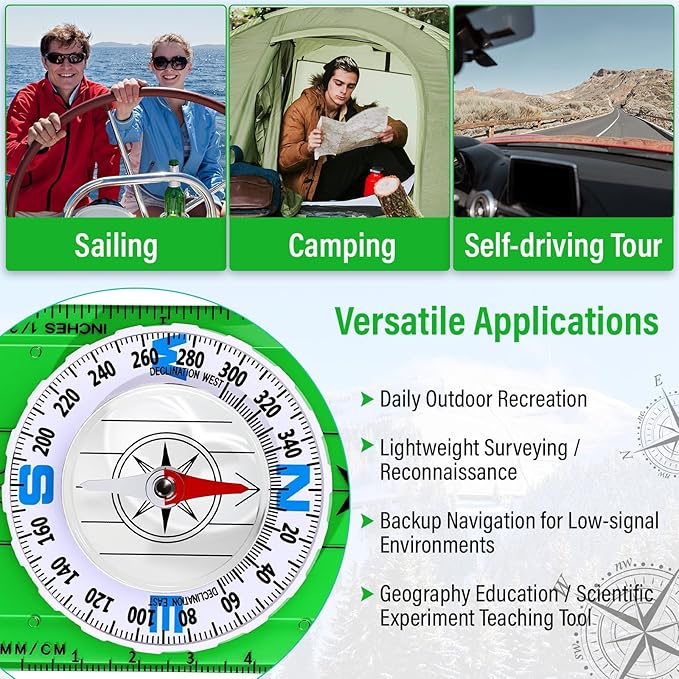 20 Pcs Acrylic Orienteering Compass Hiking Backpacking Survival Reliable Compass Advanced Scout Compasses Outdoor Gear for Map Reading Navigation Camping Survival Exploring