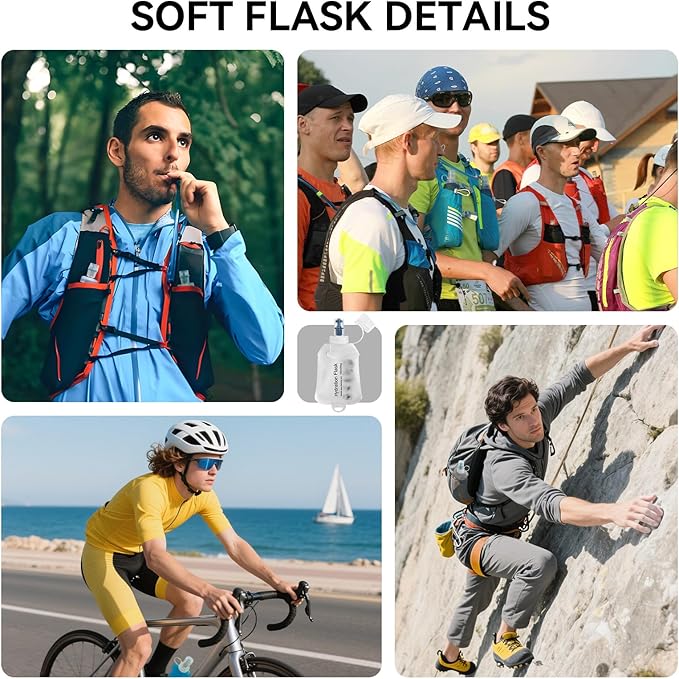 500ml Soft Flask Soft Water Bottle for Running, Hiking, Travelling, Cycling and Climbing, TPU Material, BPF-Free - White