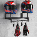 Motorcycle Helmet Holder Wall Mount, Helmet Rack with 4 Glove Clips, Motorcycle Gear Rack Storage, Motorcycle Accessories Organizer for Entryway or Garage