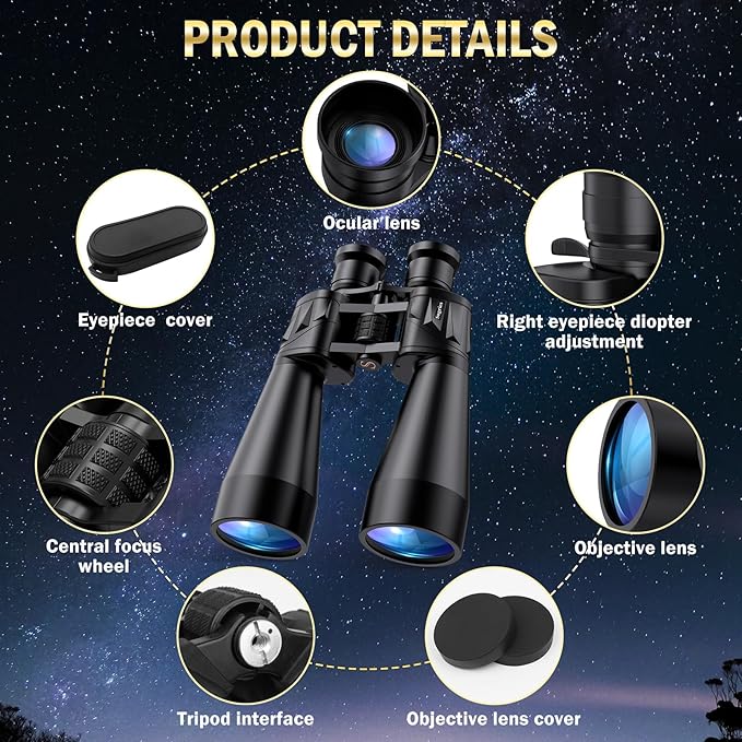 High Powered Binoculars 15-35x70 Zoom for Adults, Long Range Military Binoculars for Bird Watching Hunting Travel Concerts, Astronomy Binoculars with BAK4 Prism & FMC Lens