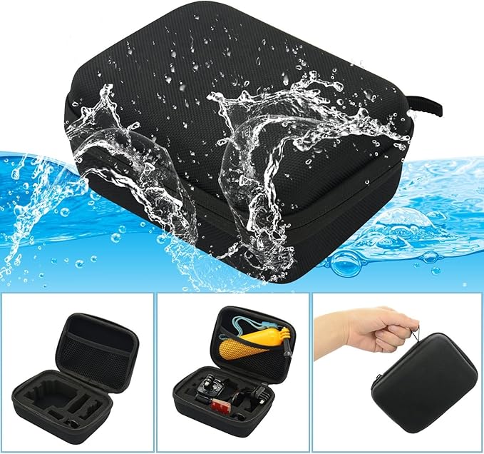Small Carrying Case Compatible with Gopro Hero 13 12 11 9 8/AKASO EK7000 Brave 4 Brave 7/DJI Osmo Action 5 Pro/ODDV/APEXCAM/Pro Xtreme Action Camera, EVA Storage Bag