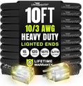 10ft Outdoor/Indoor Extension Cord 10/3 Gauge Ultra Heavy Duty 3 Prong SJTW, Waterproof, Flexible Cold-Resistant Long Power Cord,15A 125V 1875W, Black by LifeSupplyUSA