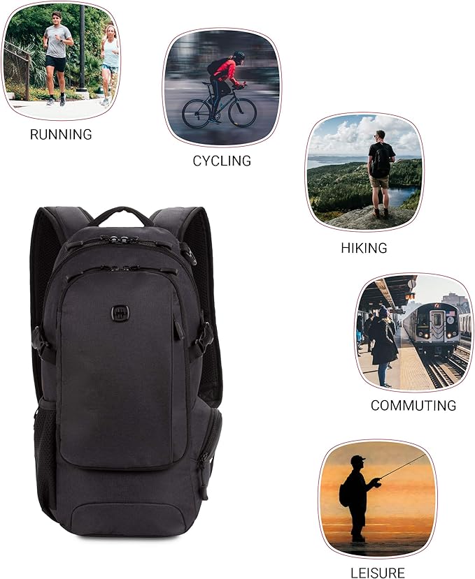 SwissGear 3598 Backpack, Narrow Daypack, Ideal for Commuting and School, Dark Grey