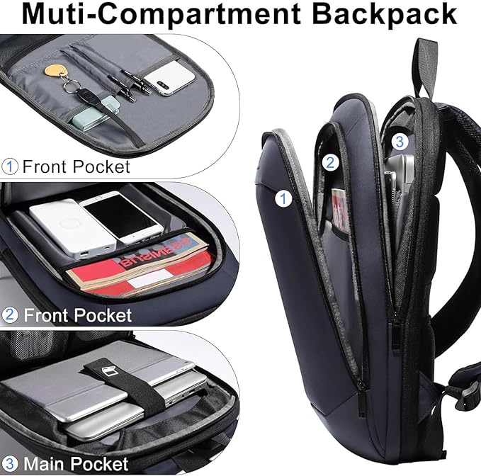 Slim Laptop Backpack for Men,Waterproof Expandable High Tech Business Work Backpack for Men and Women,15.6 Inch Lightweght Anti-theft Travel Backpack Durable College Casual Daypack Computer Laptop Bag