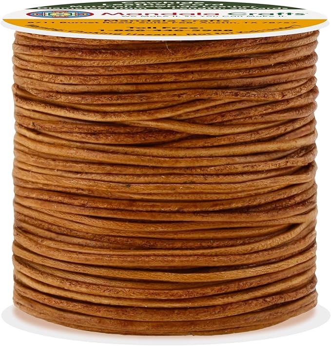Mandala Crafts Round Cowhide Genuine Rust Leather Cord for Jewelry Making Kumihimo Leather Rope Spool - Rust String Lace - 20 Yds 1mm Cording