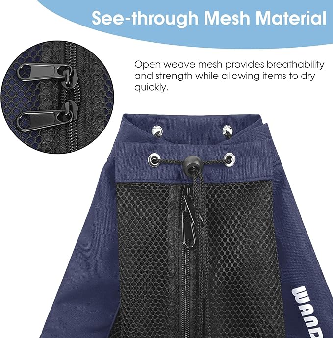 WANDF Swim Bag Mesh Drawstring Backpack Beach Backpack for Swimming, Gym, and Workout Gear