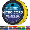 TECEUM Micro Paracord – 1.18 mm X 125 ft – Micro Utility Cord – Thin Braided Paracord Rope – Best for Crafting, DIY Projects, Fishing, Camping – Wind Chime Replacement – Survival Strong String