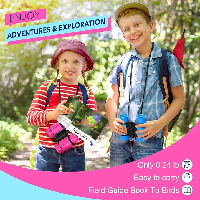 Toys for 3-7 Year Old Girls: LET'S GO! Binoculars for Kids Bird Watching|Camping|Hiking 3 4 5 6 7 8 Year Old Girl Boy Birthday Gifts Outdoor Toy for Kid Ages 4-6 Toddler Gift Stuffers