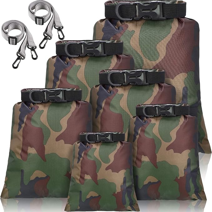 Shappy 6/12 Pcs Waterproof Dry Bags, Lightweight Outdoor Waterproof Dry Stuff Sacks 15/8/5/4/3/2 L and Long Adjustable Shoulder Strap for Kayaking Rafting Boating Hiking Camping