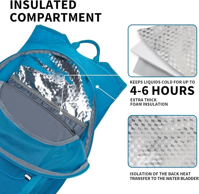 KABAQOO Hydration Backpack, 18L Multipurpose Hiking Backpack with 3L Water Bladder, Water Backpack Insulated Hydration Pack Ideal for Hiking and Cycling