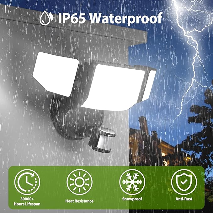 Abovizo 150W 16500LM LED Flood Lights Outdoor Motion Sensor, 6500K Security Lights Motion Sensor, IP65 Waterproof, Dusk to Dawn Floodlight for Outside, Garage, Yard, Porch, Barn