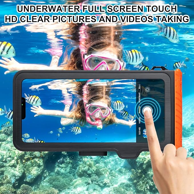 33ft Snorkeling Phone Case, Gen 4 IP68 Waterproof Housing for iPhone 16/15/14/13/12/11 Pro Max Samsung Galaxy S24/S23/S22, Touchscreen Full Protection