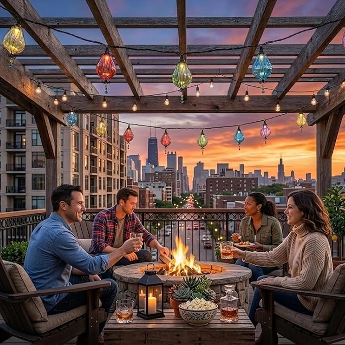 Vigdur Multicolor Outdoor String Lights with 10 Bulbs Connectable Waterproof, Indoor Outdoor Patio Light for Party Wedding Bedroom Cottagecore Decor