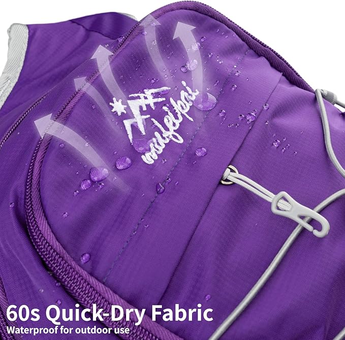 Hiking Backpack for Women & Men, Hydration Backpack with 2L Water Bladder for Running, Hiking, Cycling, Climbing, Camping, Biking (Purple)