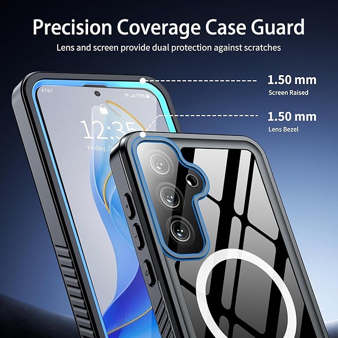 ANTSHARE Magnetic for Samsung Galaxy S25 FE Case, Waterproof with Built in Screen Protector & Camera Protection, [Compatible with MagSafe] [IP68 Underwater], Full Body Rugged Phone Case 6.7'' - Blue