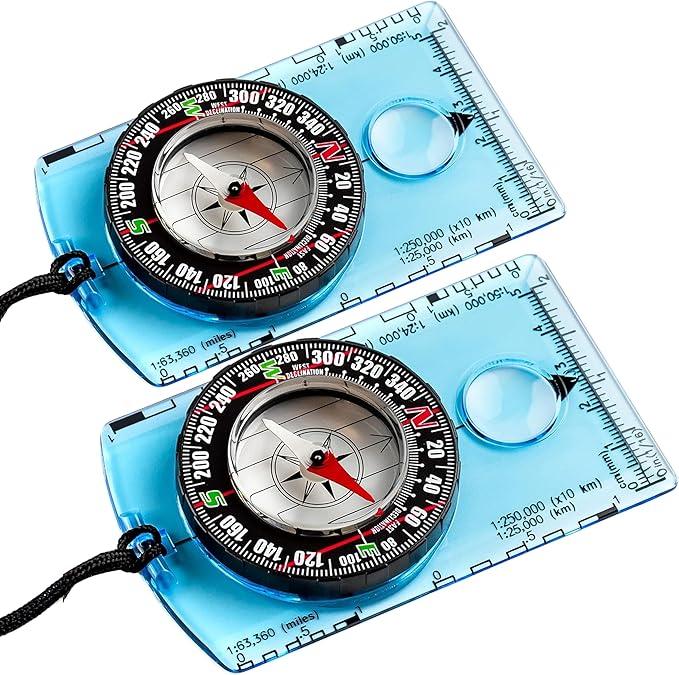 Trekker's Compass Crew Orienteering Compass, Pack of 2, Magnetic Navigation Set for Hiking, Camping, Backpacking, Scout Activities
