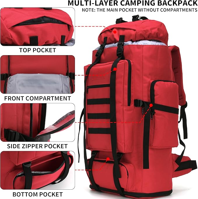Hiking Backpack for Men 70L/100L Camping Backpack Military Rucksack Molle 3 Days Assault Pack for Climbing | Camping Backpack, 3 Days Assault Pack, for Climbing