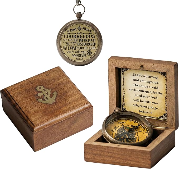 Handmade Brass Antique Compass with Leather Case – Vintage Finish Functional Pocket Navigation Tool for Travel, Hiking & Gift