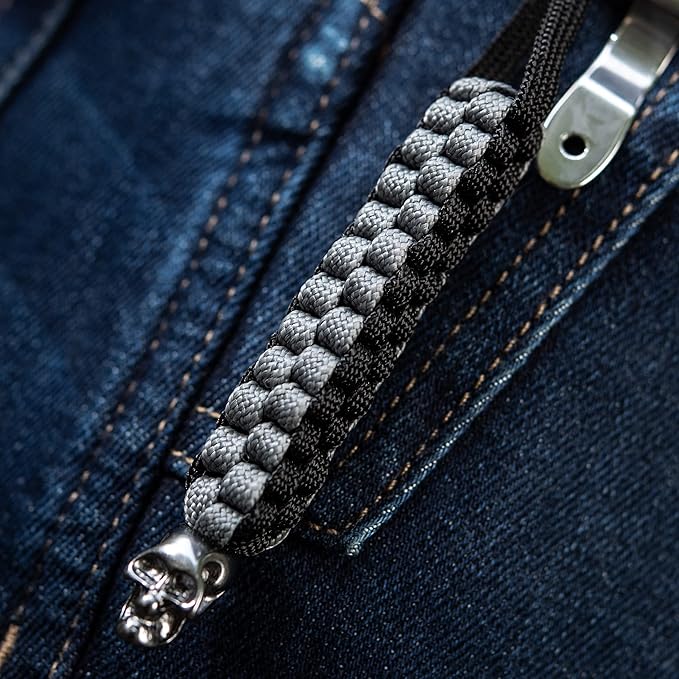 M-Tac Skull Knife Lanyard with Bead – Paracord Lanyard for Knives & EDC – Tactical Knife Fob Pull Cord – Durable Paracord