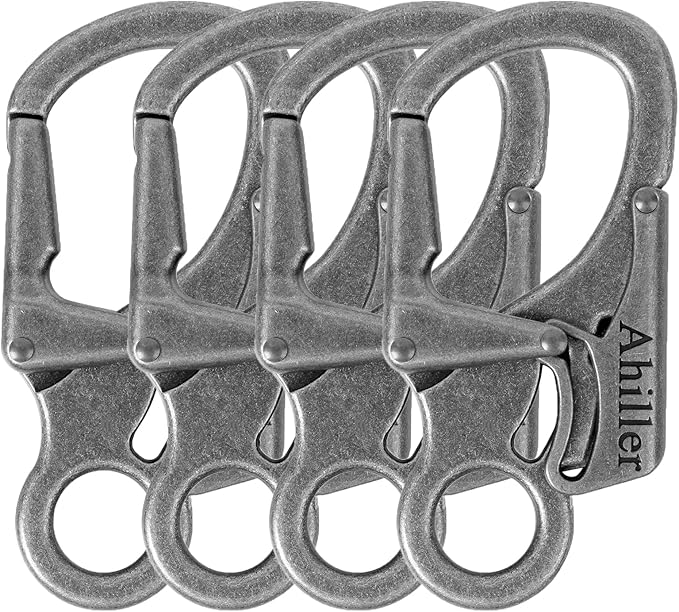 Ahiller Carabiner Clip, Double Anti-Misopening Locking Design, 3" Zinc Alloy Heavy Keychain for Outdoor Camping Hiking, Key Ring Clip