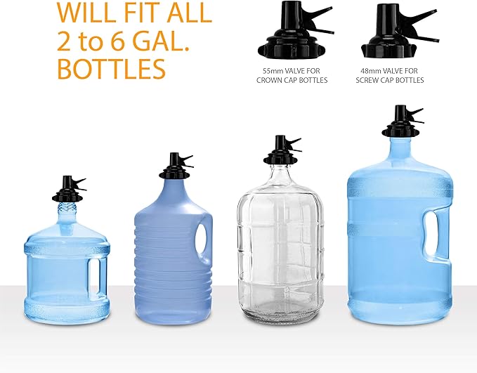 Brio 5 Gallon Water Bottle Jug Drink Dispenser Storage Cooler Foldable Cradle Stand BPA Free Valves Stainless Steel Rack Holder No Leak Non Slip Countertop with 2 Dispenser Valves, Fits Both 48mm and