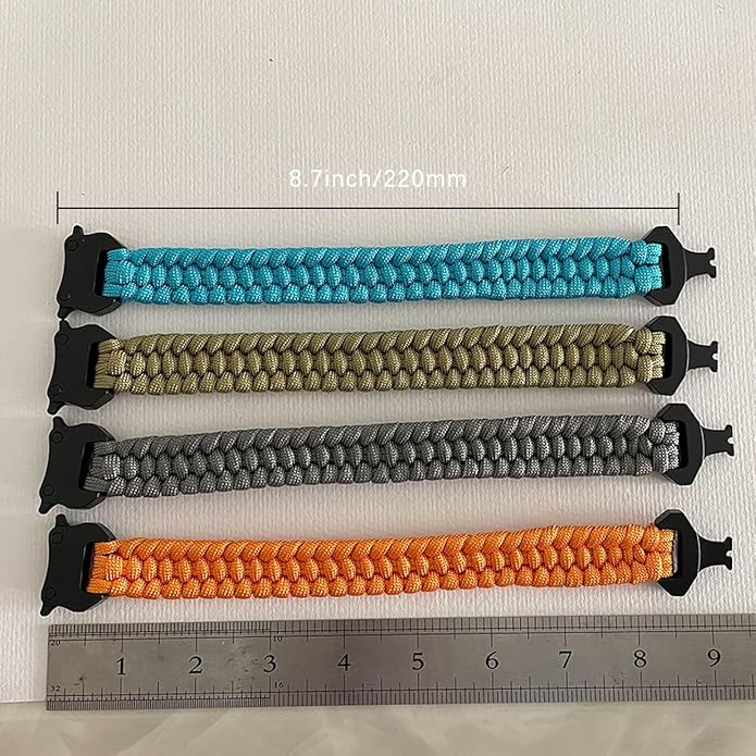 Parachute Cord Bracelets Trilobite Weaved Paracord Bracelet with Side Release Buckle 8.7 inch Black Bracelet for Men Women 1 Set