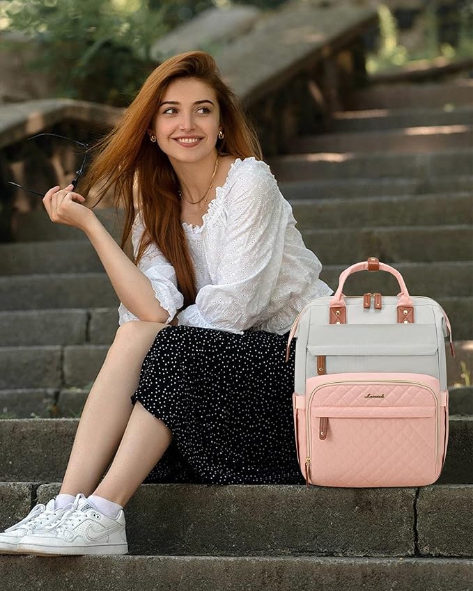 LOVEVOOK Laptop Backpack for Women, 15.6'' Waterproof Nurse Bag Teacher Work Backpack Purse for Women, Travel Computer Backpack for College Office Business Ladies