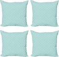 Ambesonne Celtic Decorative Throw Pillow Case Pack of 4, Aqua Celtic Style Twisted Crossed Repeating Circle and Bent Line Webs Print, Cushion Cover for Couch Living Room Car, 20", Teal White