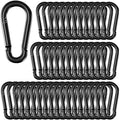 50 Pack Black Carabiner Clips, 2.36 Inch Heavy Duty Spring Snap Hooks - Small Locking Carabiners for Camping, Hiking, Hammocks, Swing Sets, Keychains, Fishing & Outdoor Gear