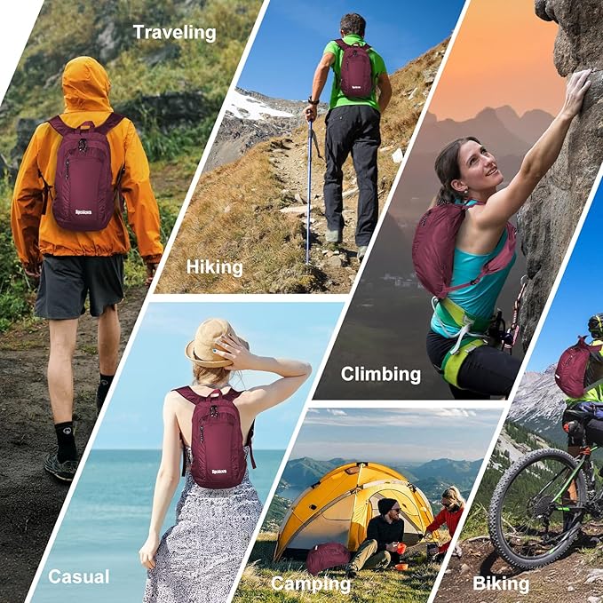 12L Ultralight & Thin Packable Daypack, Small Foldable Hiking Backpack Travel Bag, Water Resistant Day Pack for Men Women