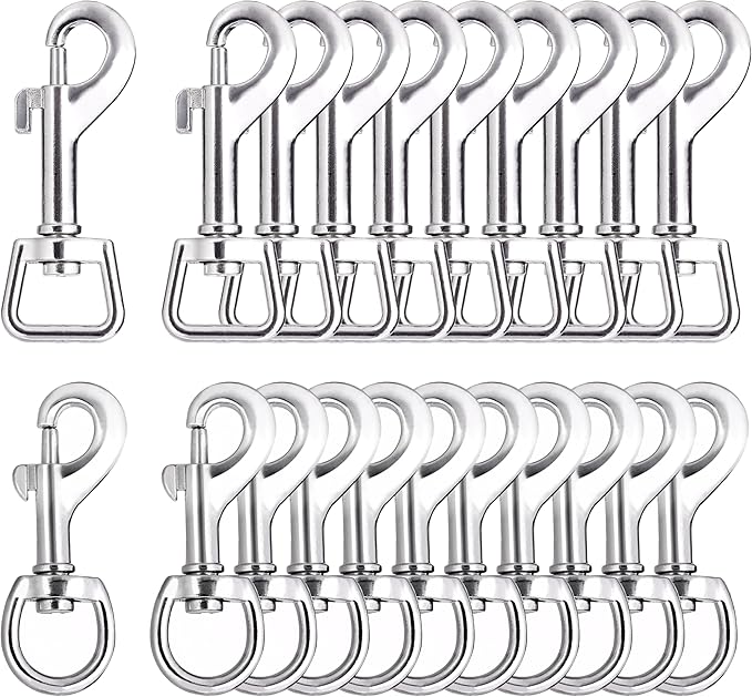 Lucky Goddness 20pcs Swivel Snap Hooks for Dog Leash Collar Linking, 2 Sizes Metal Heavy Duty Eye Lobster Claw Clasp Multipurpose- Perfect for Pet Buckle Key Chain Purse Bag Making Handmade DIY