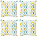 Ambesonne Pineapple Decorative Throw Pillow Case Pack of 4, Tropical Pattern of Exotic Fruit Silhouettes on a Plain Background, Cushion Cover for Couch Living Room Car, 24", White Multicolor
