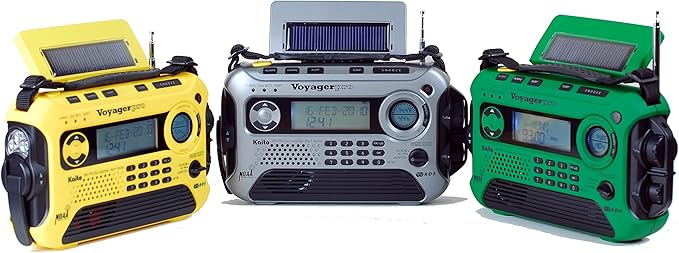 Kaito Voyager Pro KA600 Digital Solar Dynamo Hand Crank AM/FM/LW/SW & NOAA Weather Emergency Radio with Flashlight, Reading Lamp,Smart Phone Charger & RDS and Real-Time Alert, with AC Adapter, Black