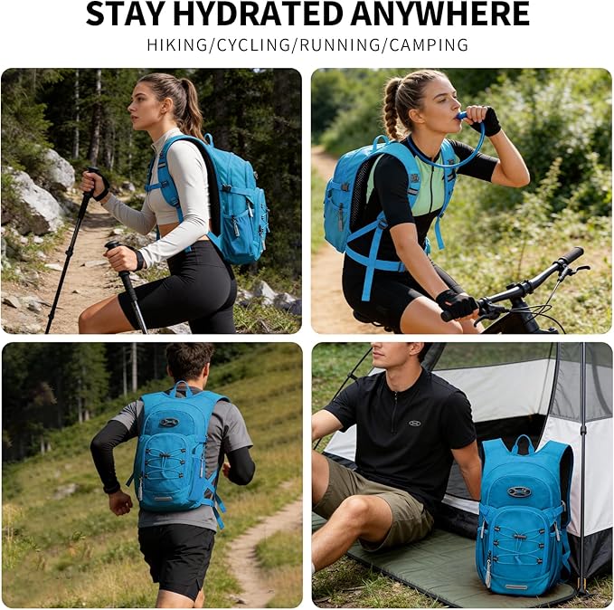 KABAQOO Hydration Backpack, 18L Multipurpose Hiking Backpack with 3L Water Bladder, Water Backpack Insulated Hydration Pack Ideal for Hiking and Cycling